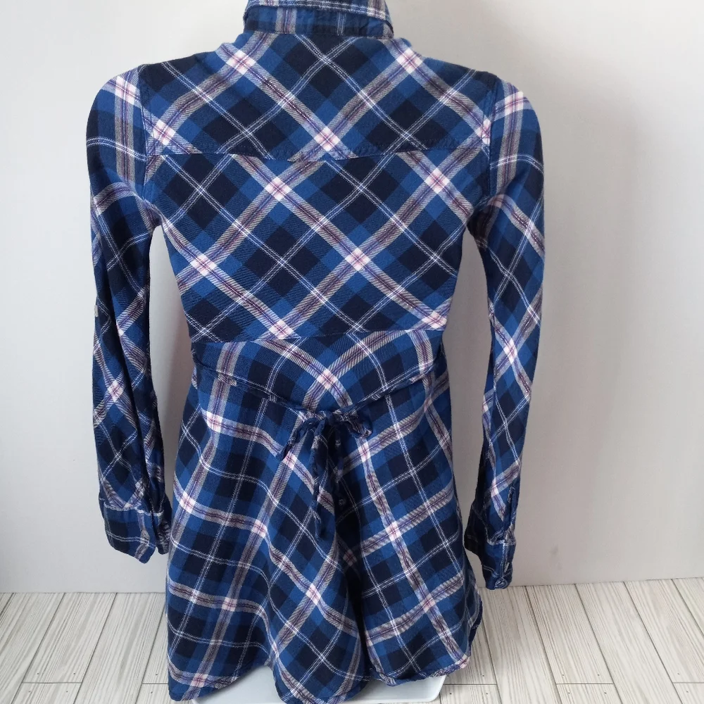 Justice Flannel Plaid Long Sleeve Dress